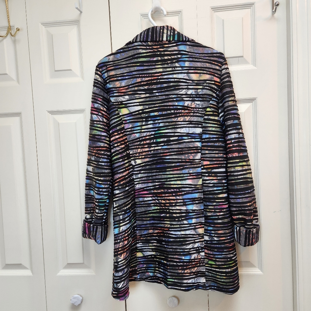 Papillon Multi-Color Striped Women's Coat Jacket - Picture 2 of 12